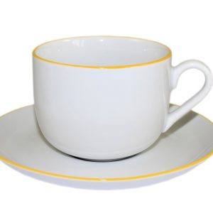 NORA Filiżanka ze spodkiem 450 ml/18 cm Żółta Linia