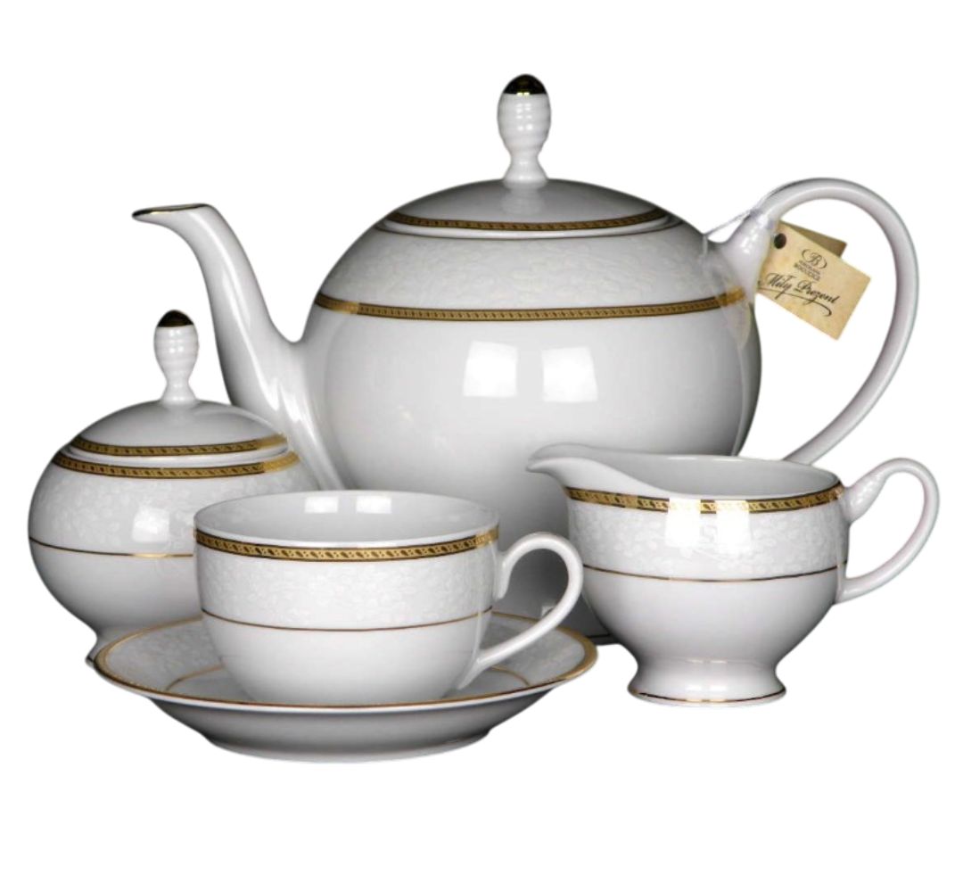 Garnitur do herbaty na 12 osób (15 el.) Bogucice - New Hollins Gold