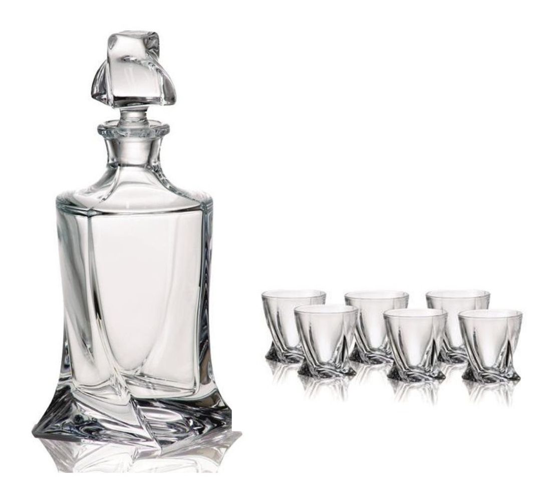 Komplet do wódki karafka i 6 kieliszków Bohemia - Quadro