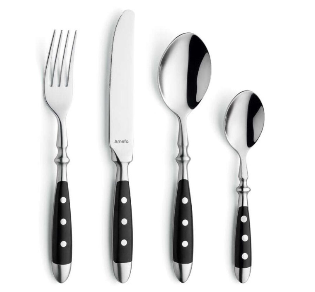 Komplet sztućców na 6 osób (24 el) z czarną rączką - Country / Will