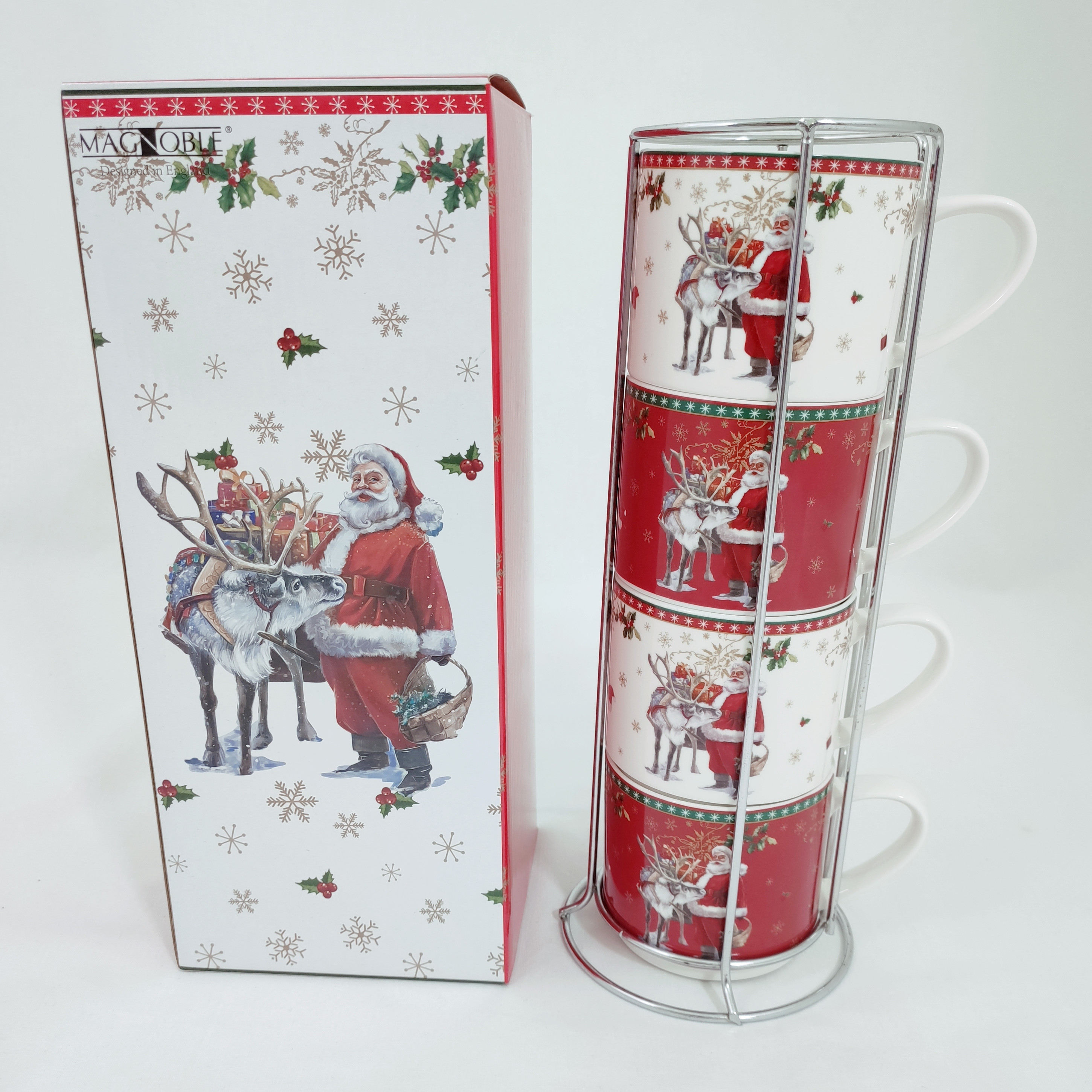 Zestaw 4 kubków w stojaku Mikołaj