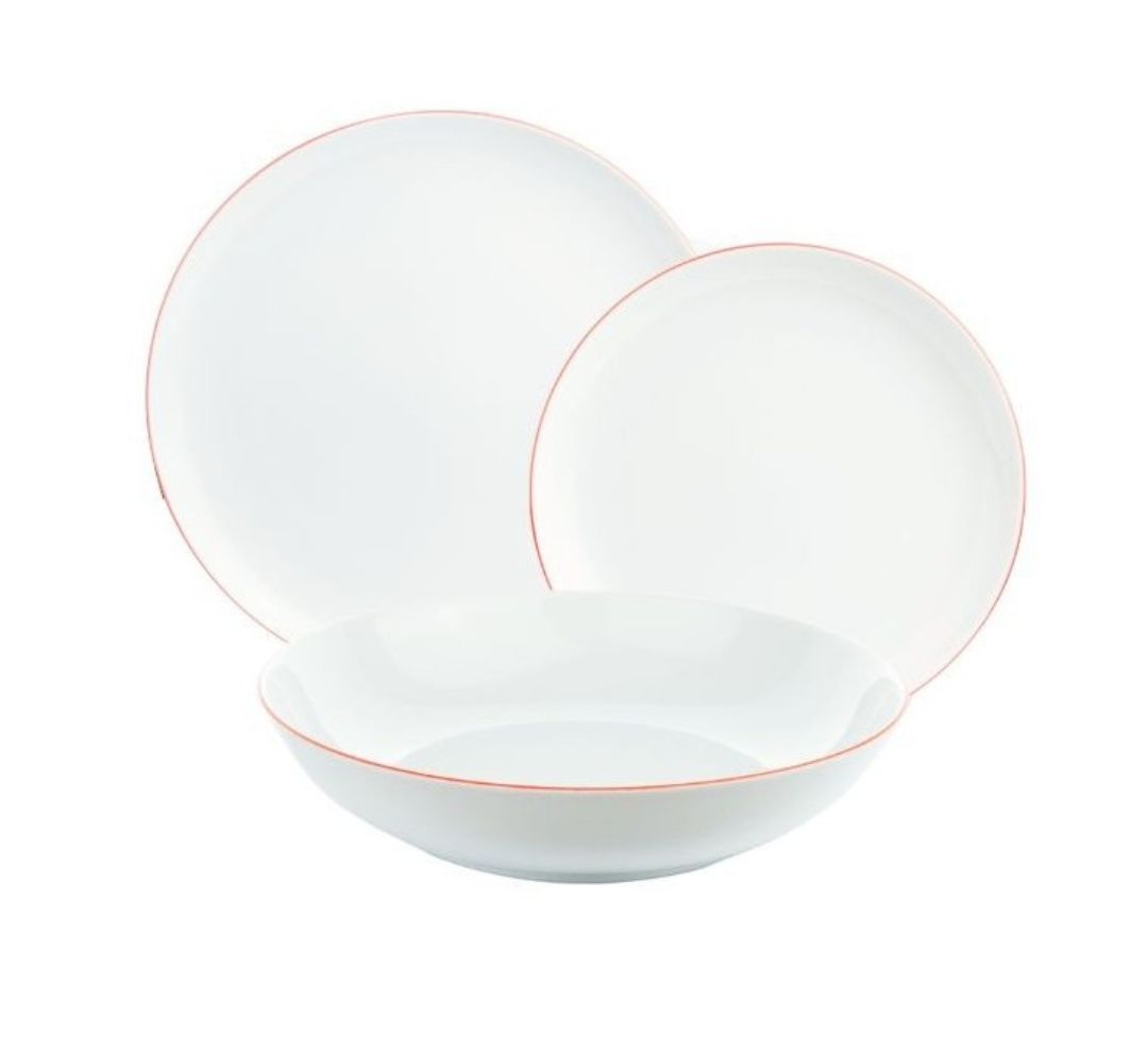 Komplet talerzy na 6 osób (18 el.) Bogucice - Base Red 1243