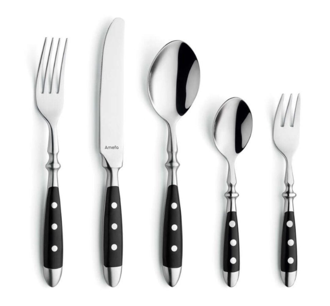 Komplet sztućców na 6 osób (30 el) z czarną rączką - Country / Will