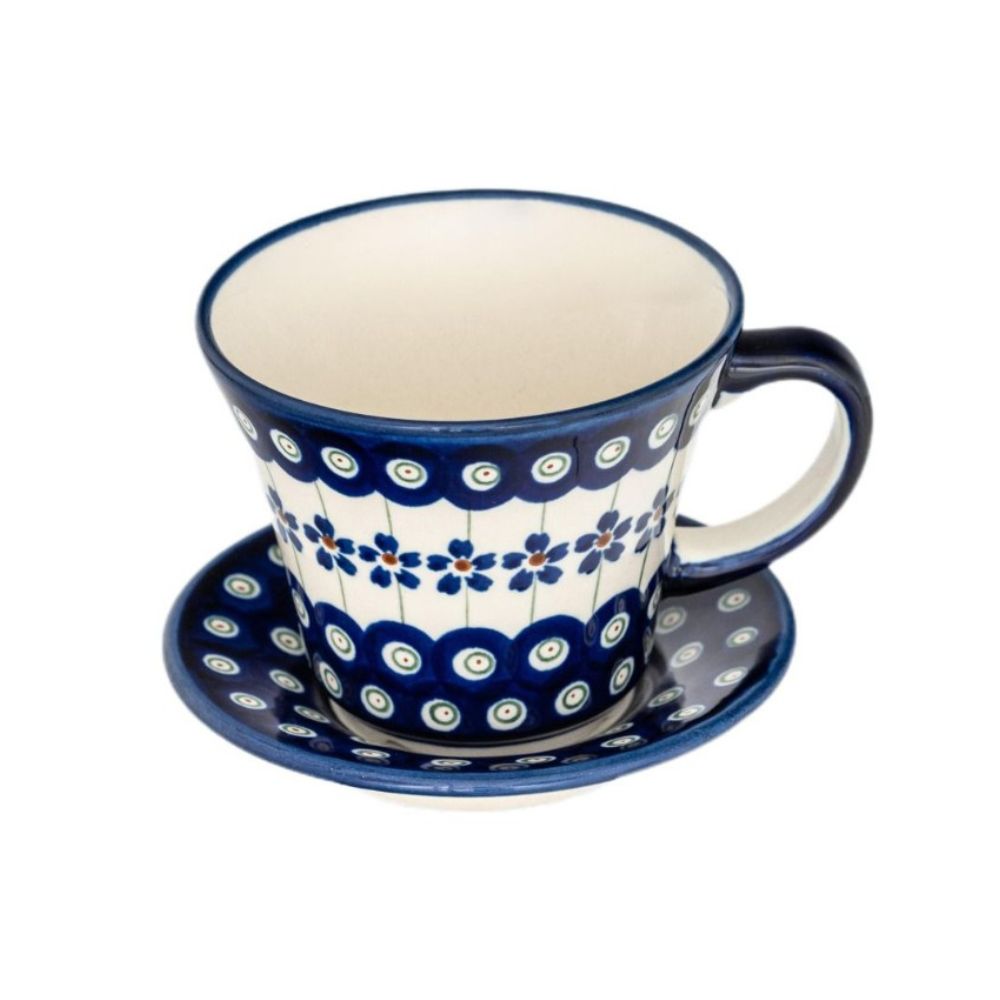 Filiżanka ze spodkiem tulipan 200 ml dek. 166a - Bolesławiec - obrazek 2