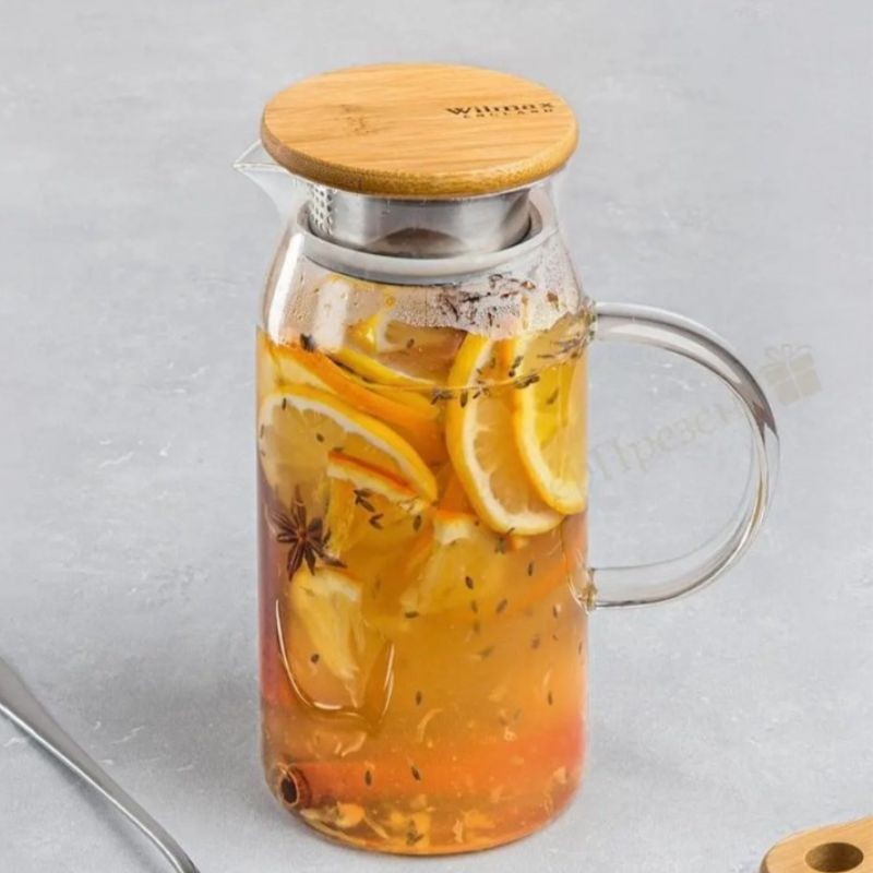 Dzbanek żaroodporny z metalową pokrywką 1000 ml Wilmax - Thermo Glass