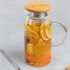 Dzbanek żaroodporny z metalową pokrywką 1l Wilmax - Thermo Glass