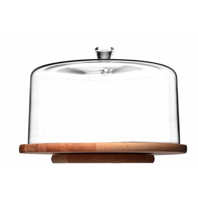 Patera drewniana obrotowa z kloszem GLAMOUR 33cm/19,5cm