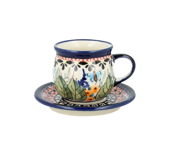 Filiżanka ze spodkiem 70ml/10cm dek. 149art - Bolesławiec
