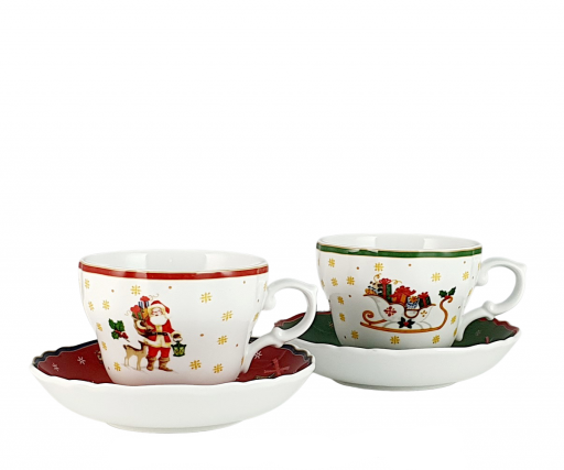 Bogucice Komplet 2 filiżanek ze spodkami Cicha Noc 0986 250 ml