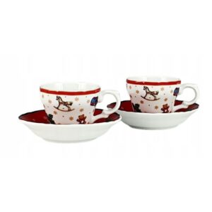 Komplet 2 filiżanek espresso ze spodkami 100 ml Bogucice - Cicha Noc Czerwone