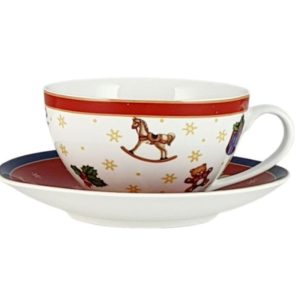 Filiżanka ze spodkiem 450ml Bogucice - Cicha Noc Czerwona