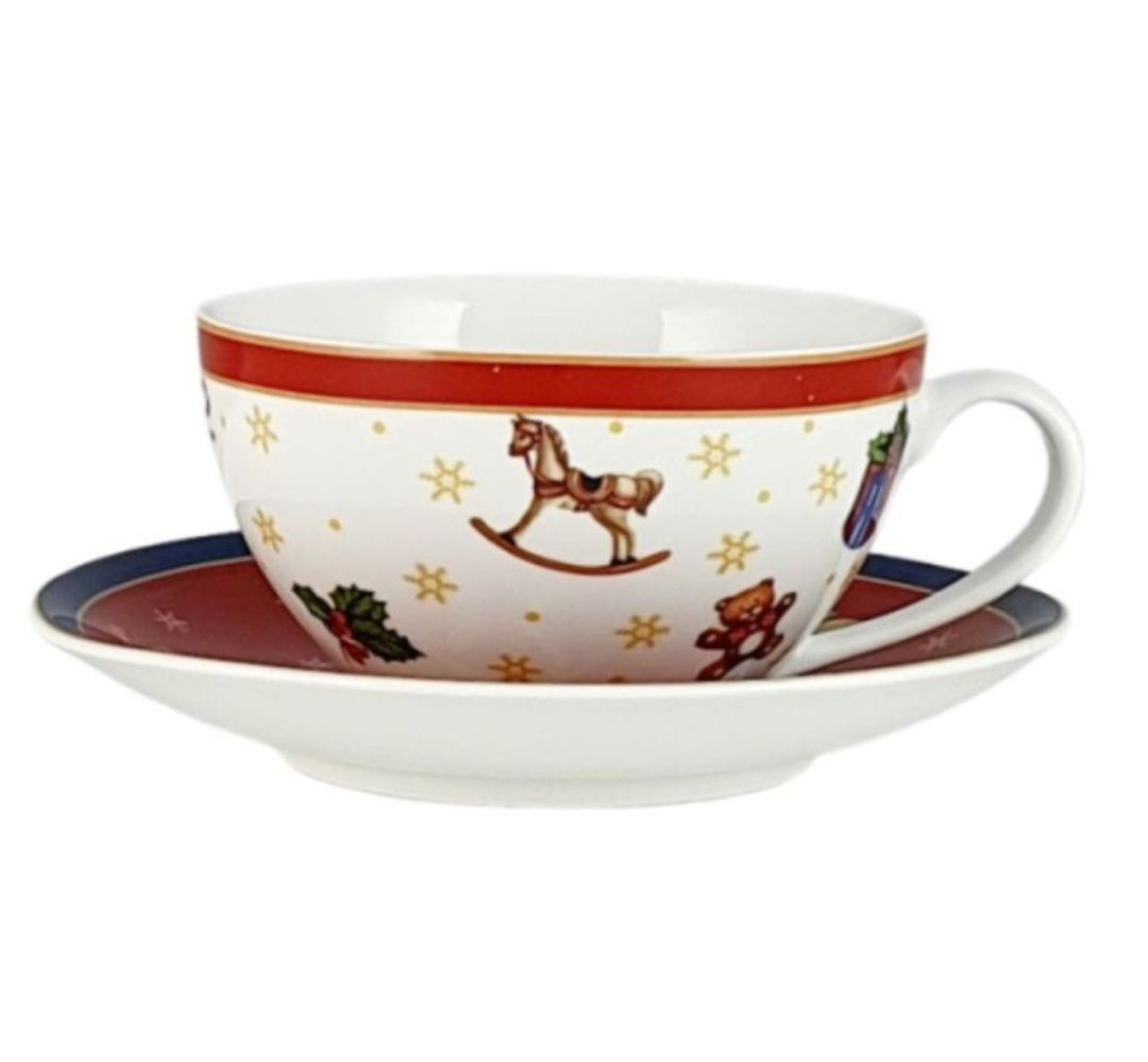 Filiżanka ze spodkiem 450ml Bogucice - Cicha Noc Czerwona