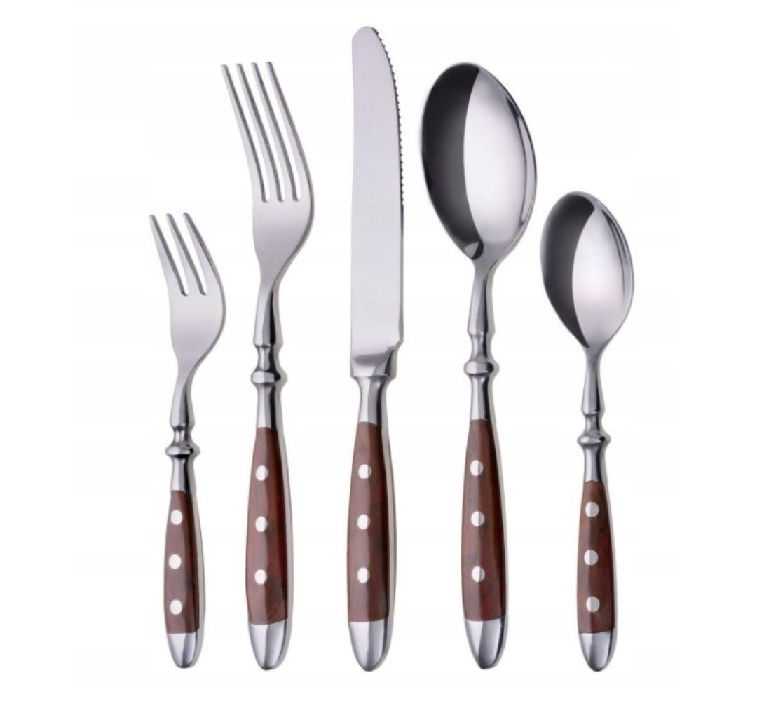 Komplet sztućców na 6 osób (36 el) z brązową rączką - Country / Will