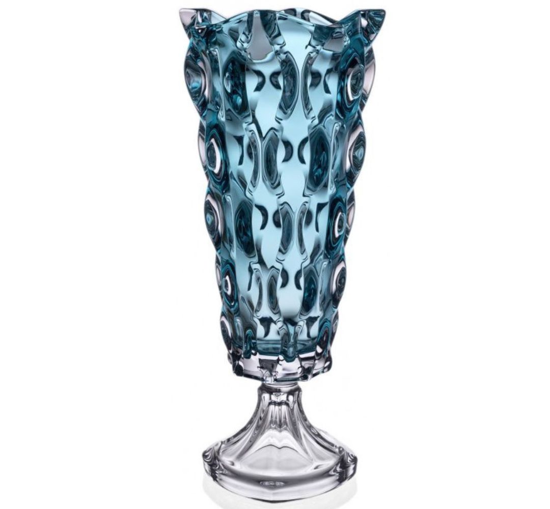 Wazon na nodze 40,5cm Bohemia - Samba Aquamarine