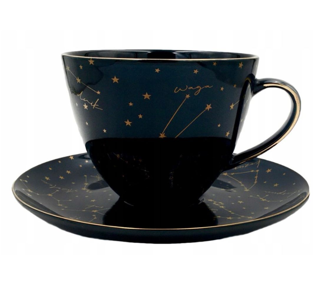 Filiżanka jumbo ze spodkiem 450 ml Bogucice - Zodiak Black