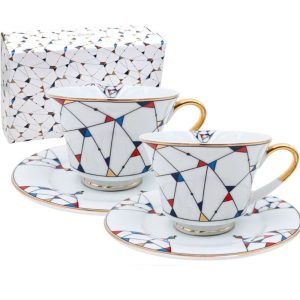 Komplet 2 filiżanek ze spodkami 250 ml Bogucice - Arlekin