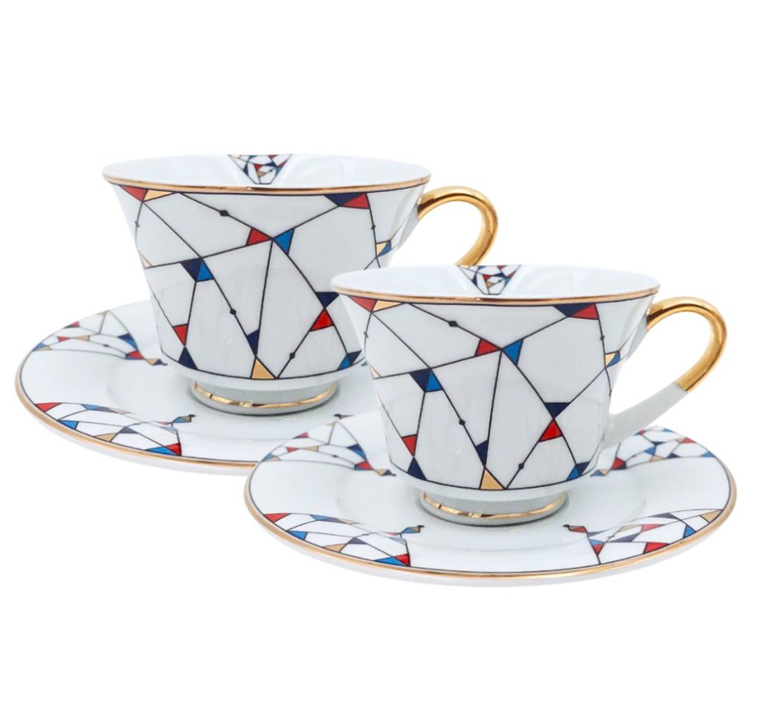 Komplet 2 filiżanek ze spodkami 250 ml Bogucice - Arlekin - obrazek 3