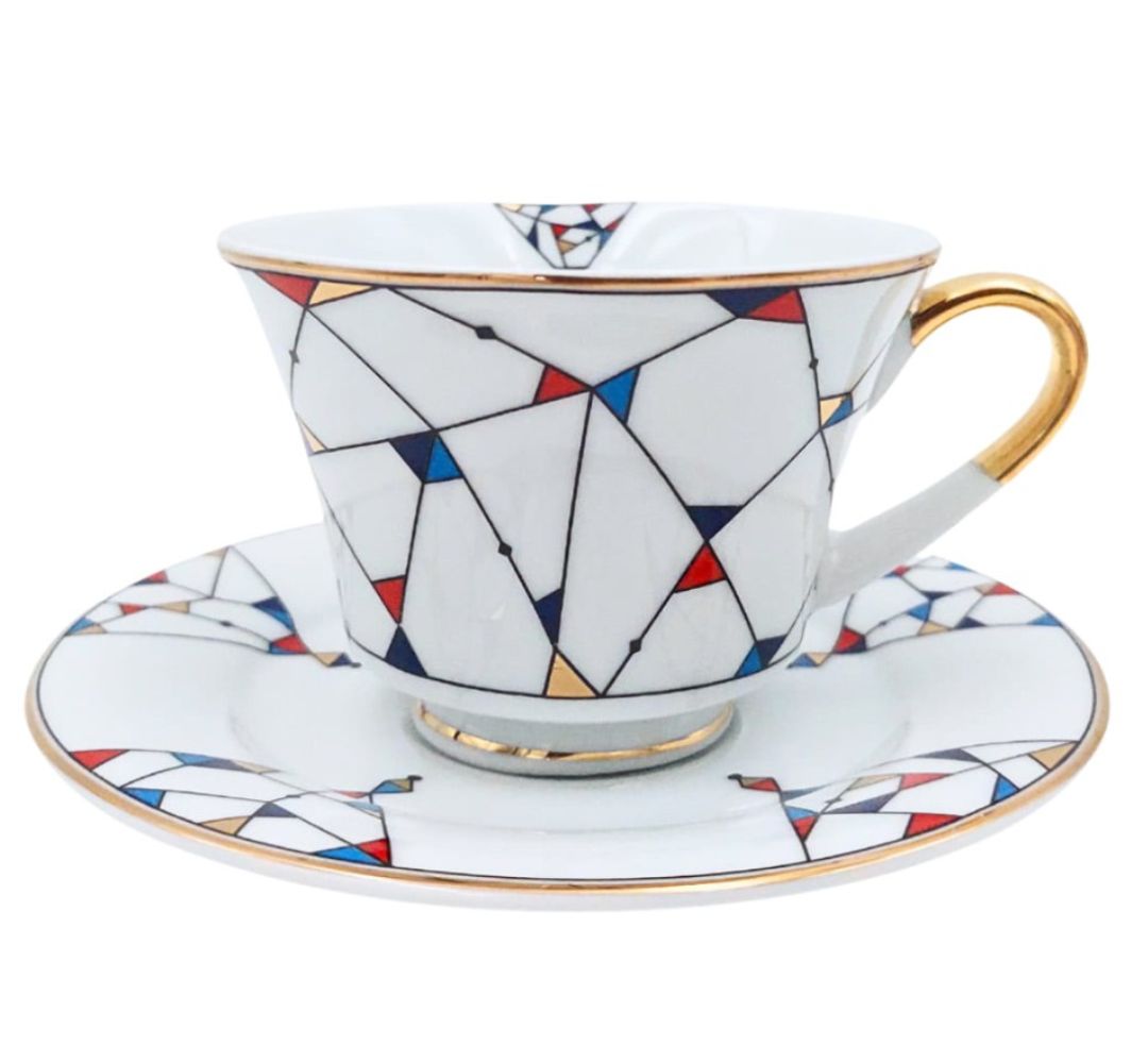 Komplet 2 filiżanek ze spodkami 250 ml Bogucice - Arlekin - obrazek 2