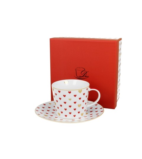 Filiżanka ze spodkiem Czerwone Serduszka 250 ml