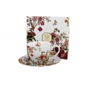 Filiżanka ze spodkiem Vintage Flowers White 250 ml