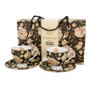 Komplet 2 filiżanek ze spodkami English Roses Black