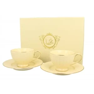 Komplet 2 filiżanek ze spodkami 220 ml Duo - Ecru Nina