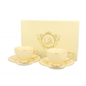 Komplet 2 filiżanek ze spodkami espresso Ecru Nina 120 ml