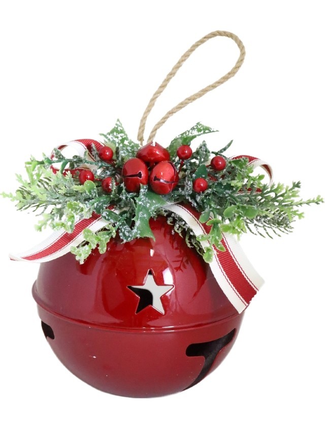 Zawieszka Dzwonek Metalowy Czerwony 14 cm