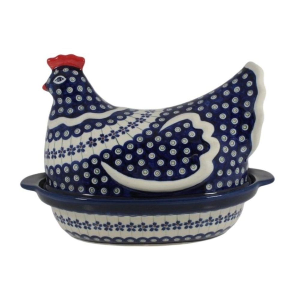 Figura kokoszka 32 cm dek. 166a - Bolesławiec