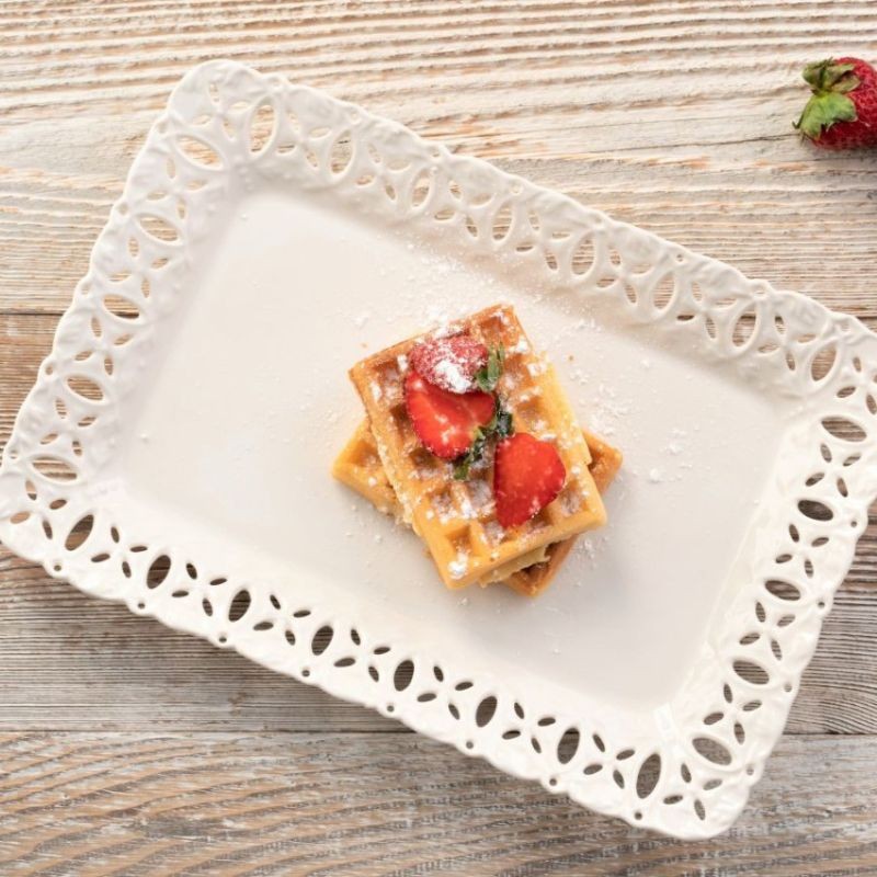 Talerz do ciasta ażurowy 30x21 cm Villa Italia - Clara Ivory