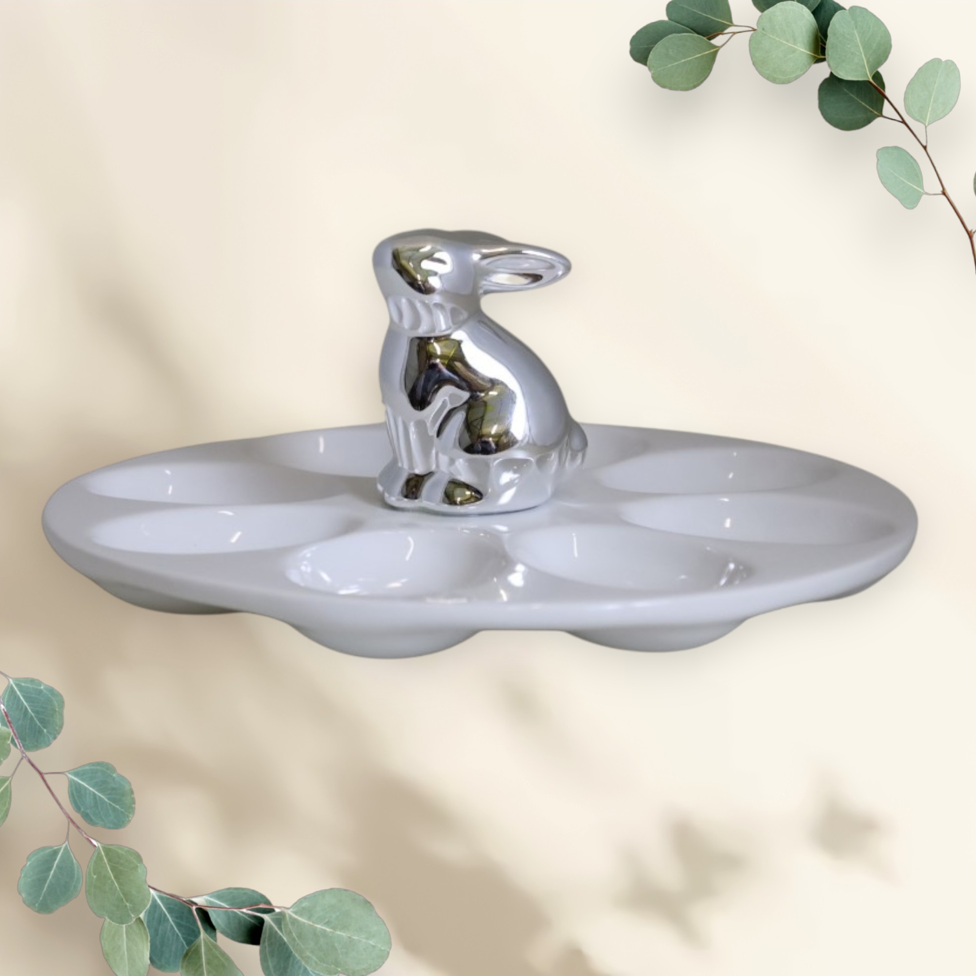 Talerz na jajka 20,5 cm srebro