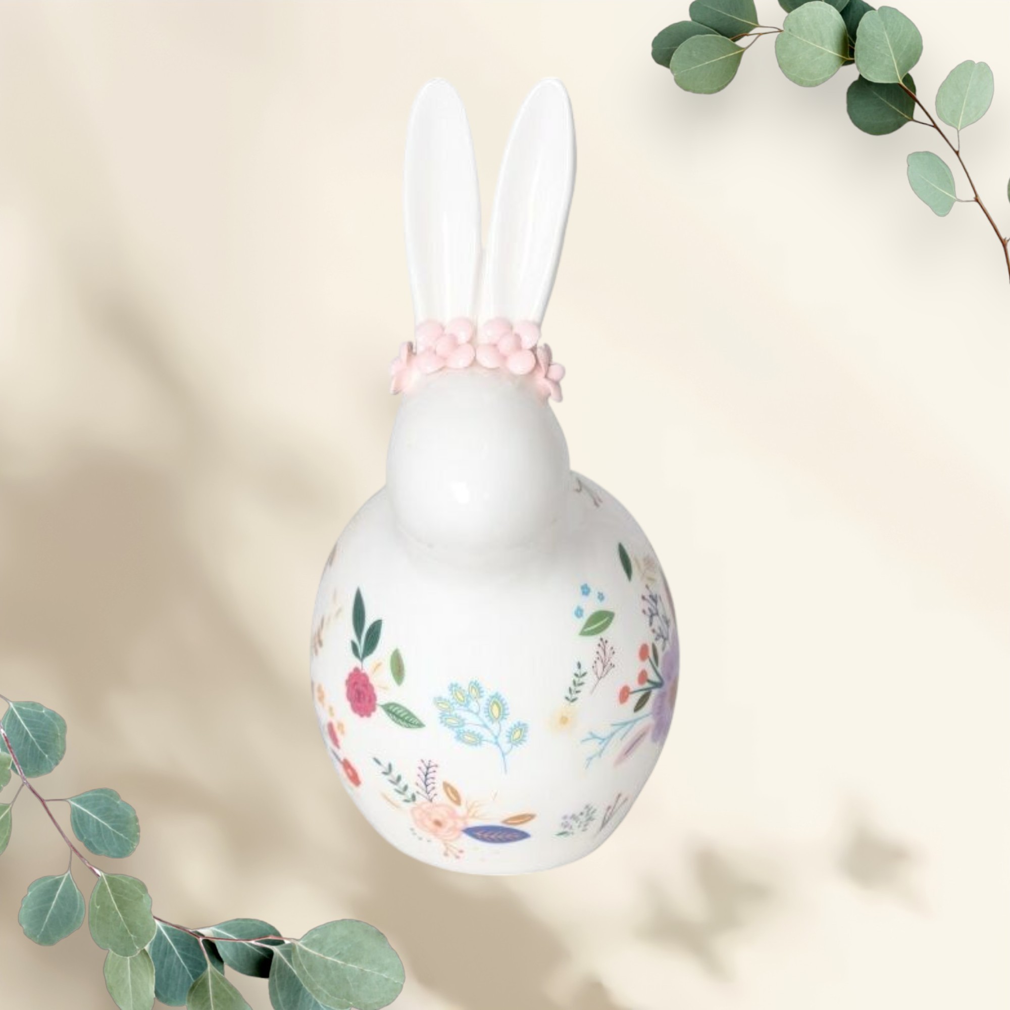 Królik ceramiczny w kwiaty 24 cm