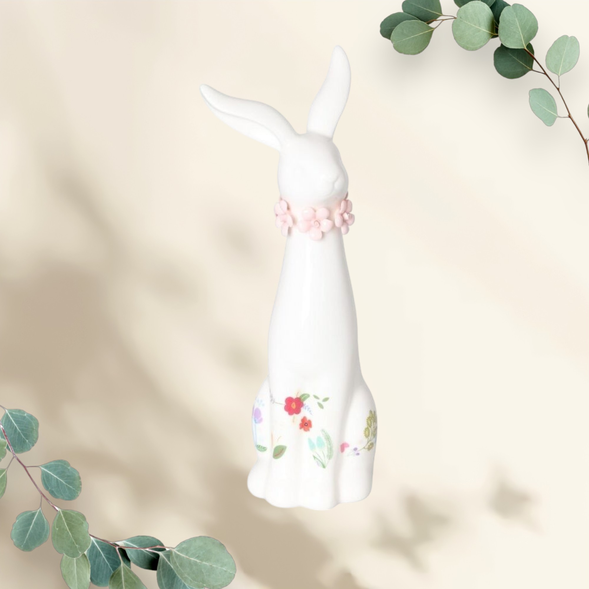 Królik ceramiczny w kwiaty 29 cm