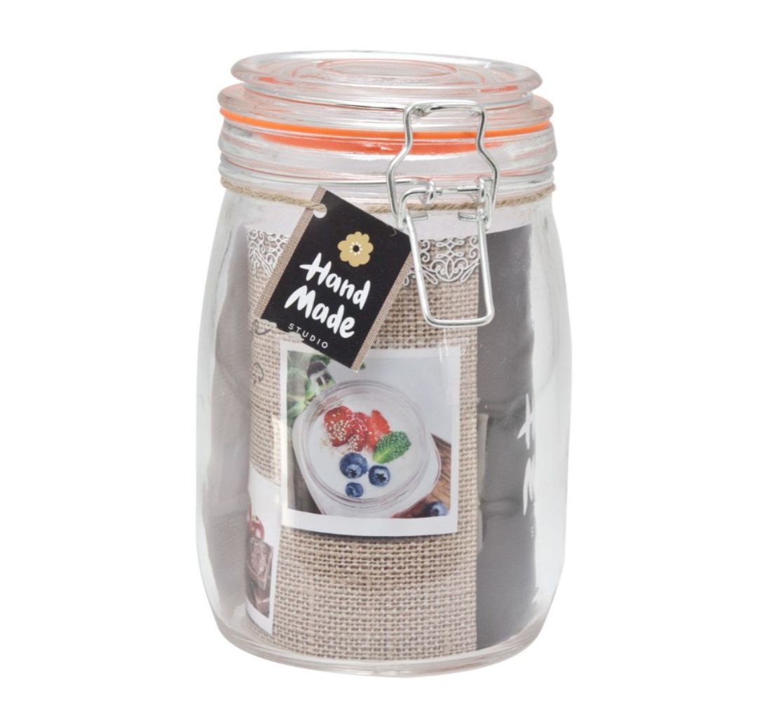 Szklany słoiczek z zamknięciem silikonowym 1l - MPL