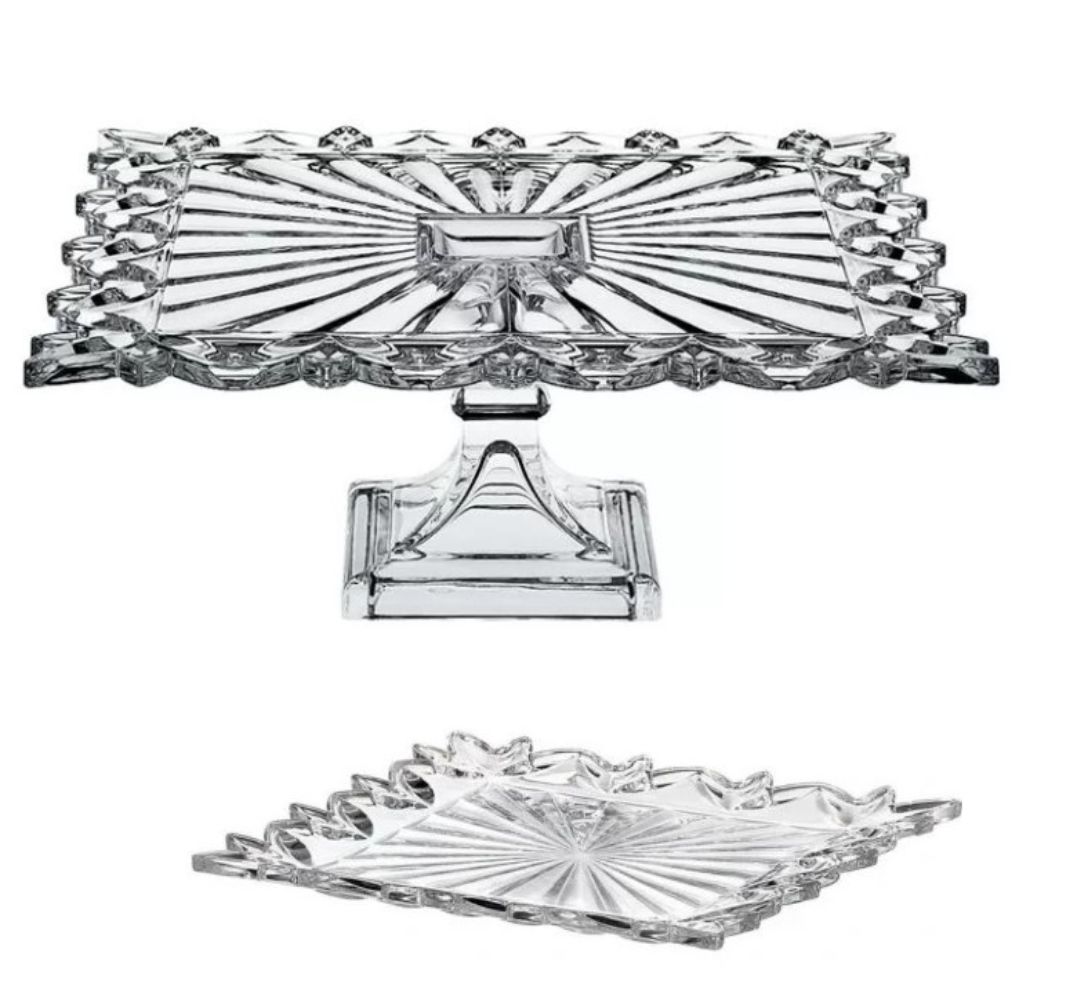Zestaw kryształowy tortownica i 6 talerzyków Bohemia - Pierce