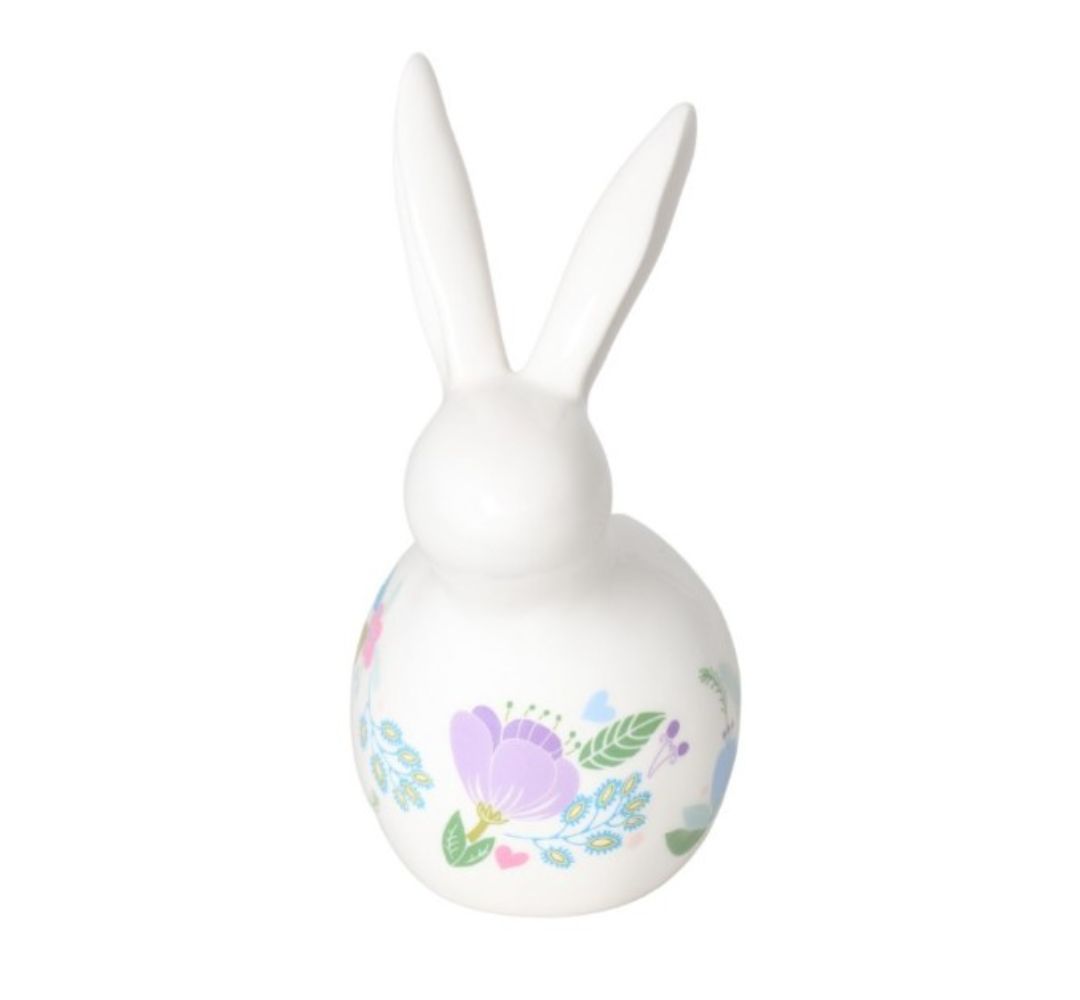 Królik ceramiczny w kwiatki 18 cm - Ewax