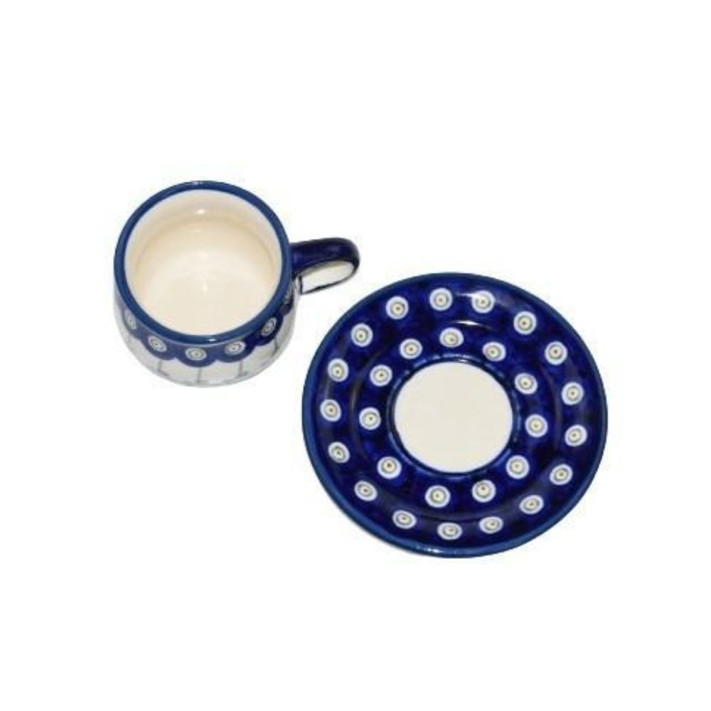 Filiżanka ze spodkiem espresso 70ml dek. 166a - Bolesławiec - obrazek 3