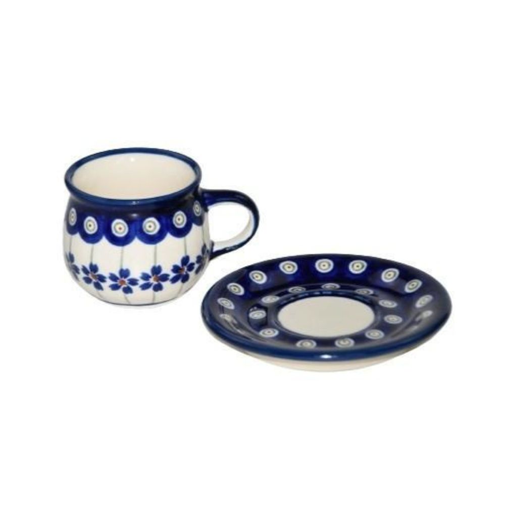 Filiżanka ze spodkiem espresso 70ml dek. 166a - Bolesławiec - obrazek 2