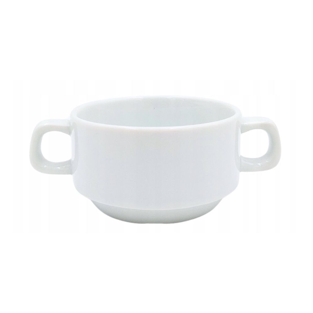 Bulionówka biała 300 ml z uchwytami sztaplowana - Bogucice - obrazek 2