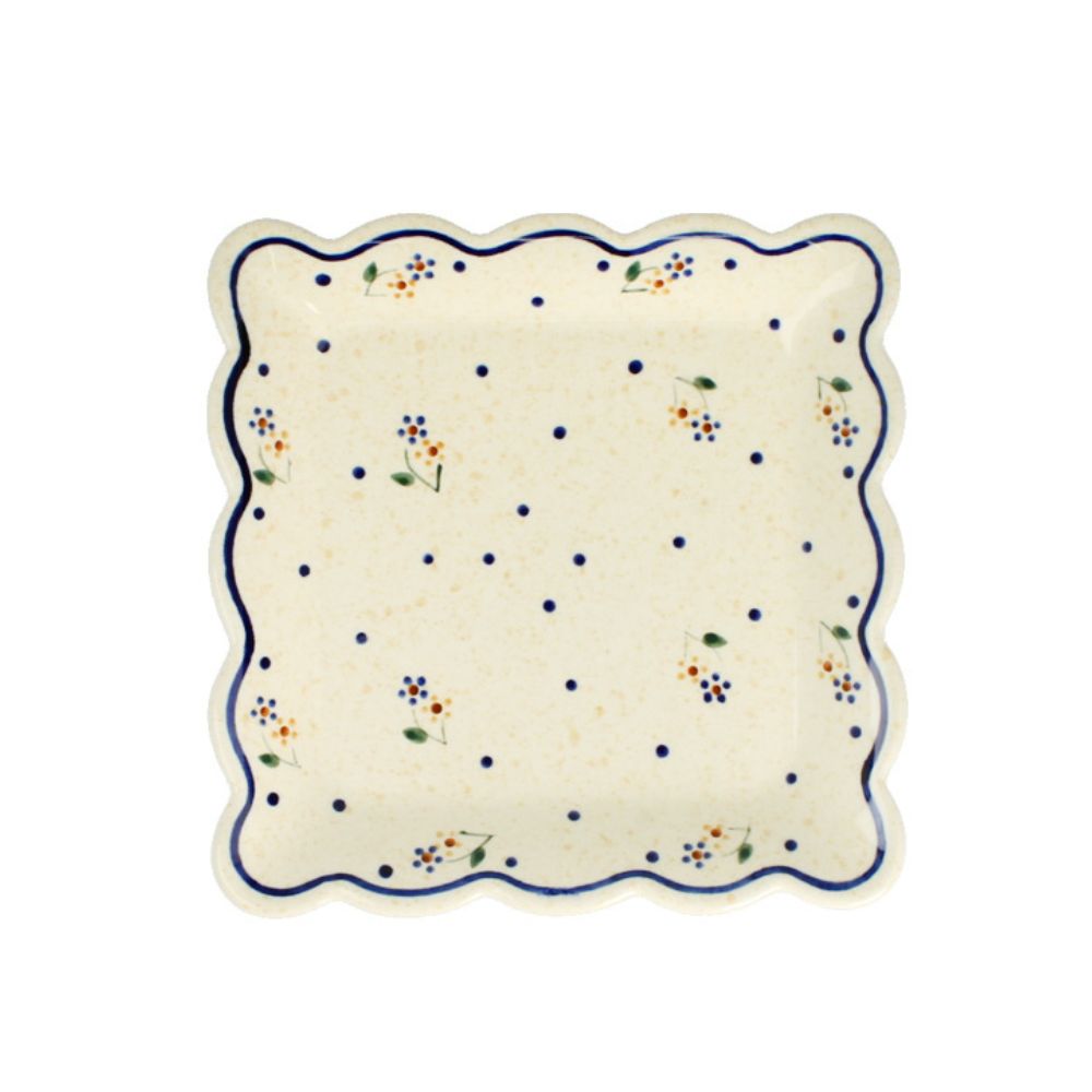 Talerz kwadratowy 16 cm dek. 111 - Bolesławiec