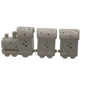 Pociąg ceramiczny biało złoty led 37x7x12 cm - Ewax