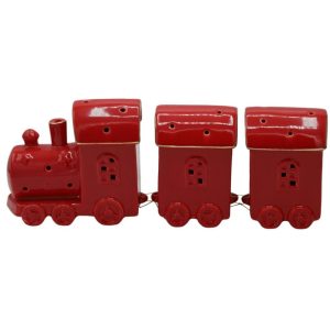 Pociąg ceramiczny czerwono złoty led 37x7x12 cm – Ewax