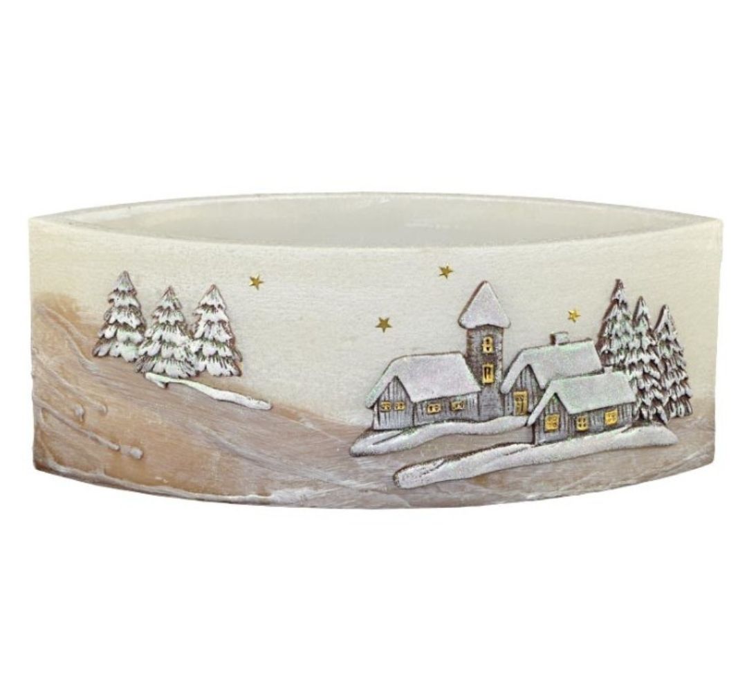 Lampion łezka zimowy sen biało-brązowy 13 cm - Adpal