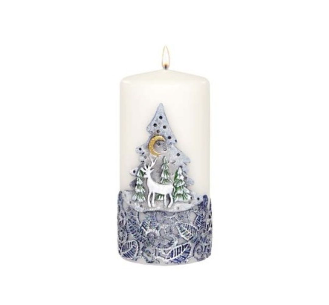 Świeca pieńkowa santa granatowa 15 cm - Adpal