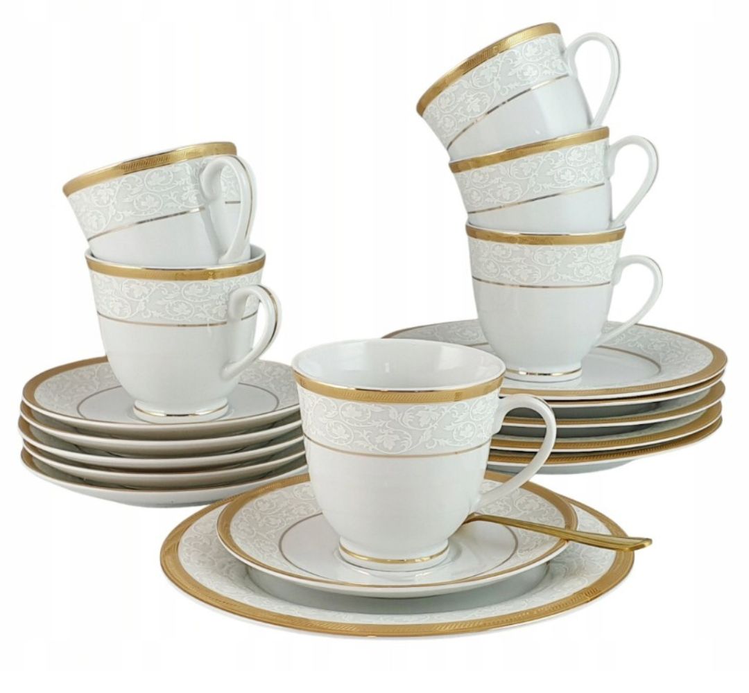 Zestaw do herbaty na 6 osób (12 el) Bogucice - Geos Gold