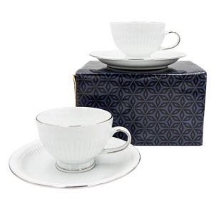 Zestaw 2 filiżanek ze spodkami 200 ml Bogucice - Minos Platin