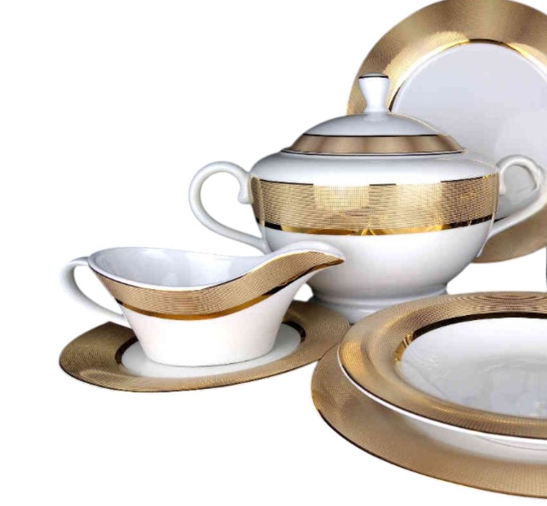 Serwis obiadowy na 12 osób (43 el.) Bogucice - Opal Gold