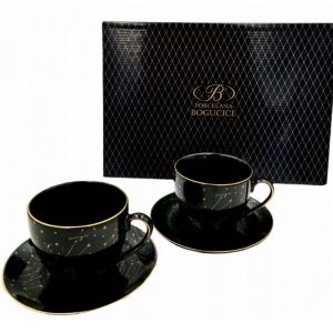 Zestaw 2 filiżanek ze spodkami 300 ml Bogucice - Zodiak Black