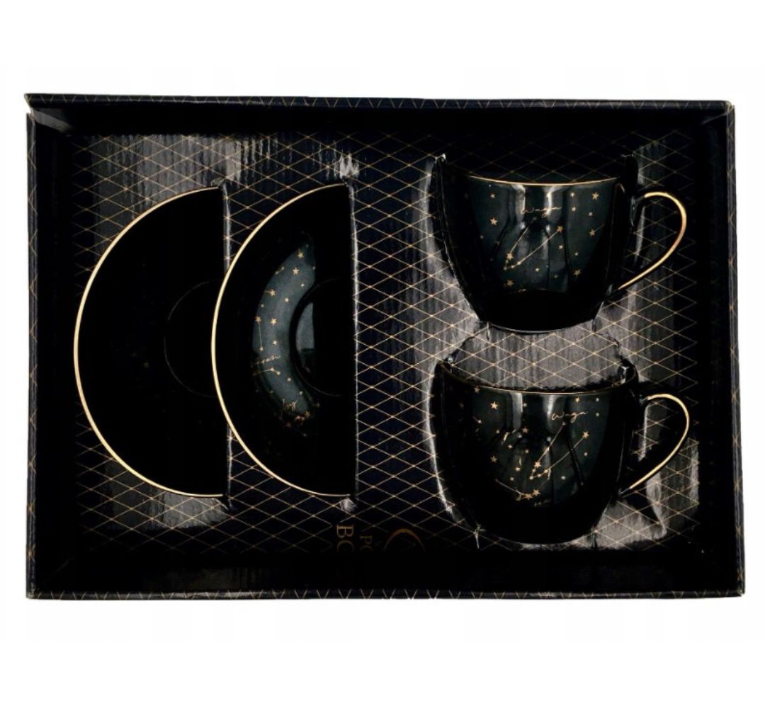 Zestaw 2 filiżanek ze spodkami 300 ml Bogucice - Zodiak Black - obrazek 2