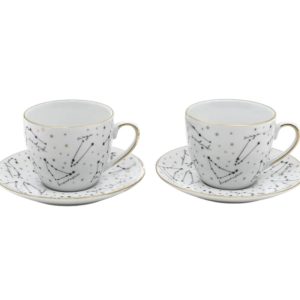 Zestaw 2 filiżanek ze spodkami 300 ml Bogucice - Zodiak White